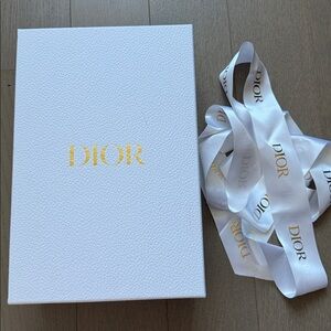 Dior Empty White Shoebox 13” x 8.5” x 4.5” with 2” White Gold Ribbon